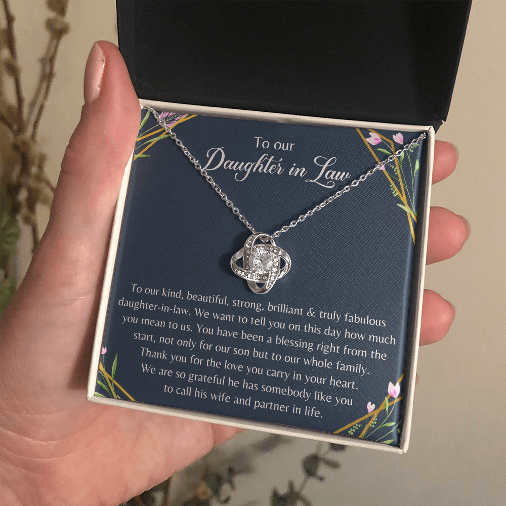 To My Daughter In Law Love Knot Necklace, Bonus Daughter Gift, Wedding Gift For Daughter In Law
