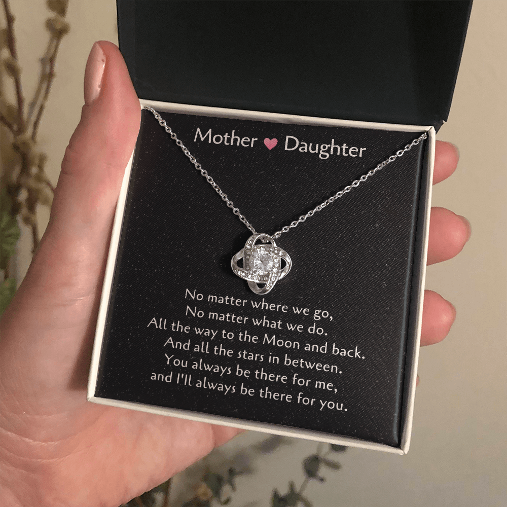 Mother & Daughter Love Knot Necklace, Gift For Daughter From Mom, Daughter Mother Necklace - JWshinee