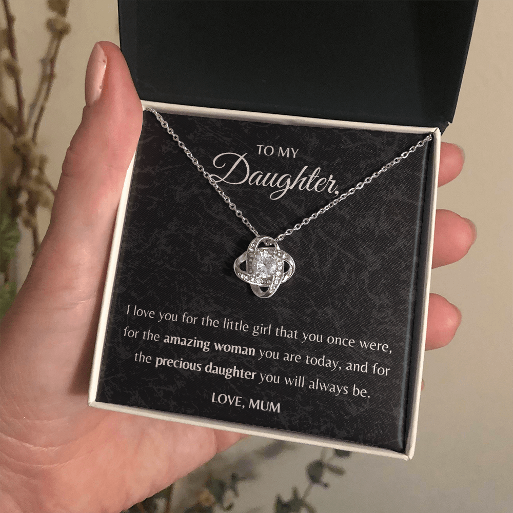 To my Daughter Love Knot Necklace, Daughter Gift from Mom - JWshinee