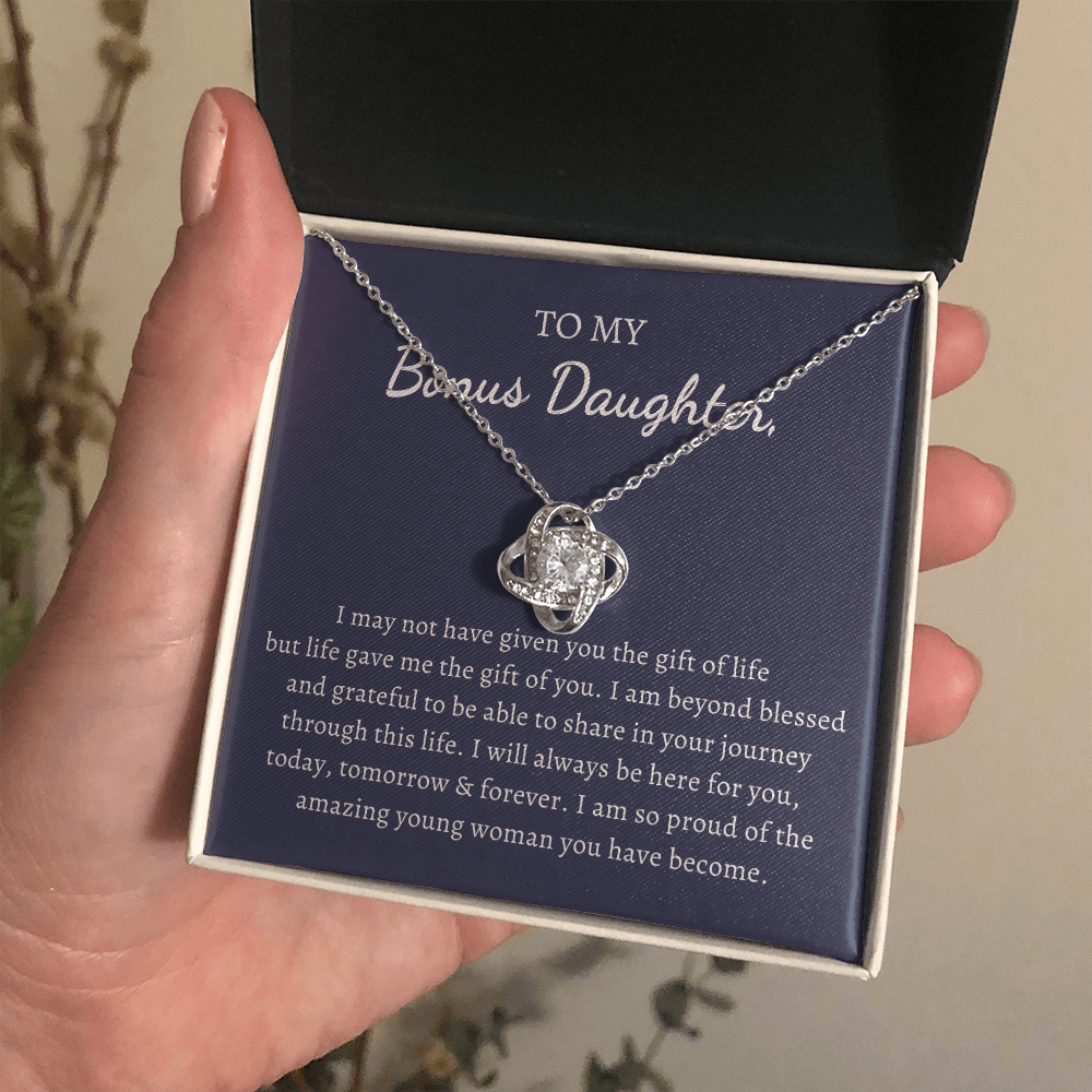 Gift for Bonus Daughter Love Knot Necklace