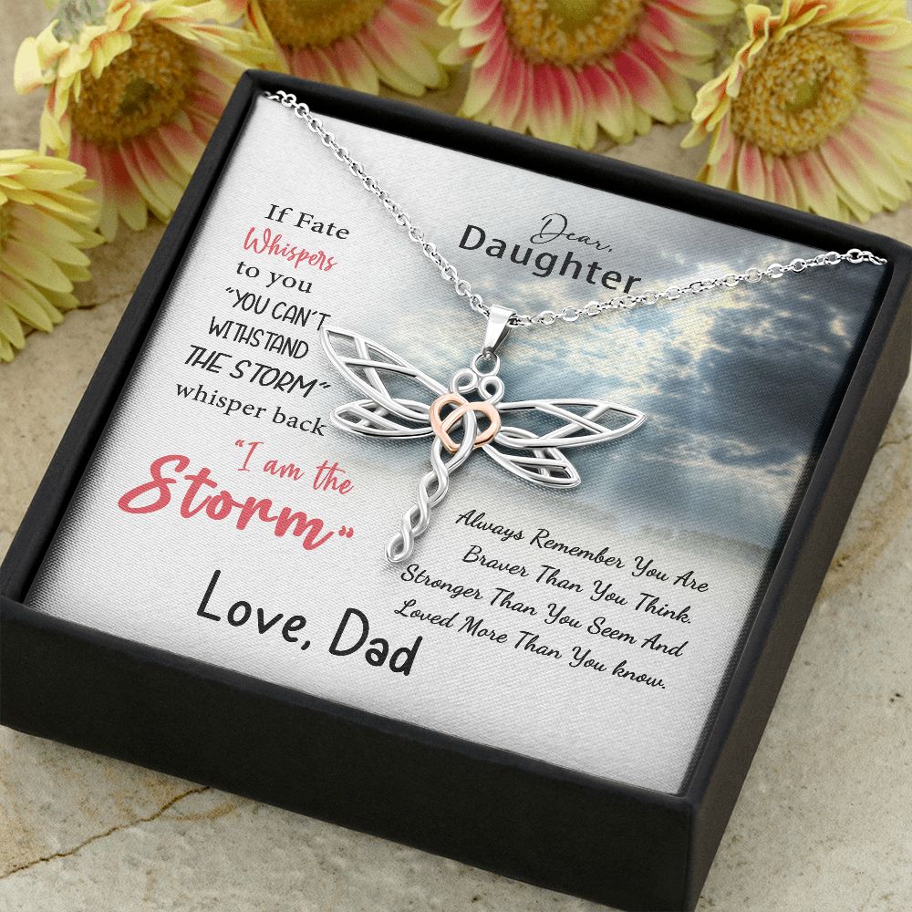 Dear Daughter, You Are The Storm Dragonfly Necklace from Dad JWSN110728 B0BLNGHK38 B0BLN92BQM