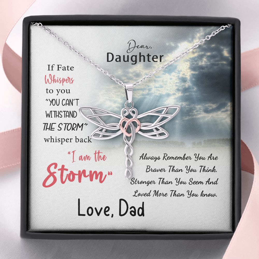 Dear Daughter, You Are The Storm Dragonfly Necklace from Dad JWSN110728 B0BLNGHK38 B0BLN92BQM