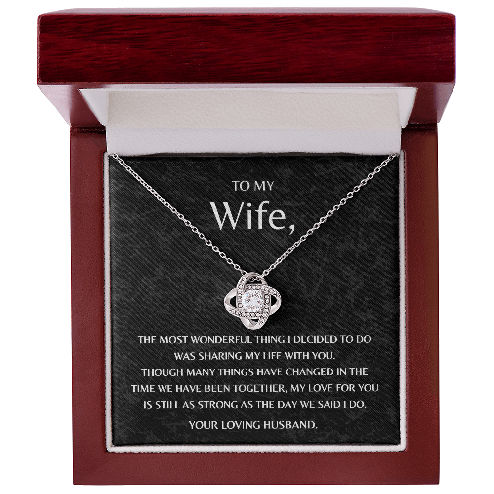 Gift for Wife from Husband Necklace 14K White Gold Love Knot Happy Anniversary Birthday Christmas Gift - JWshinee