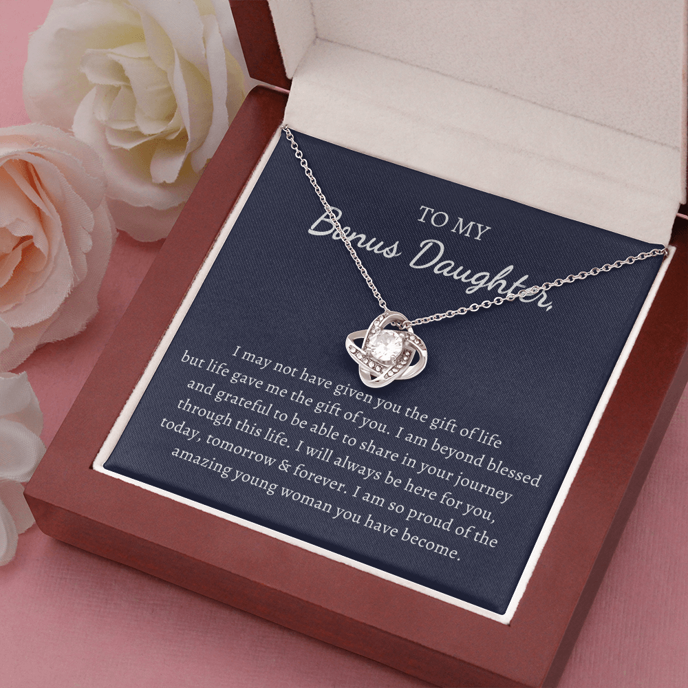 Gift for Bonus Daughter Love Knot Necklace