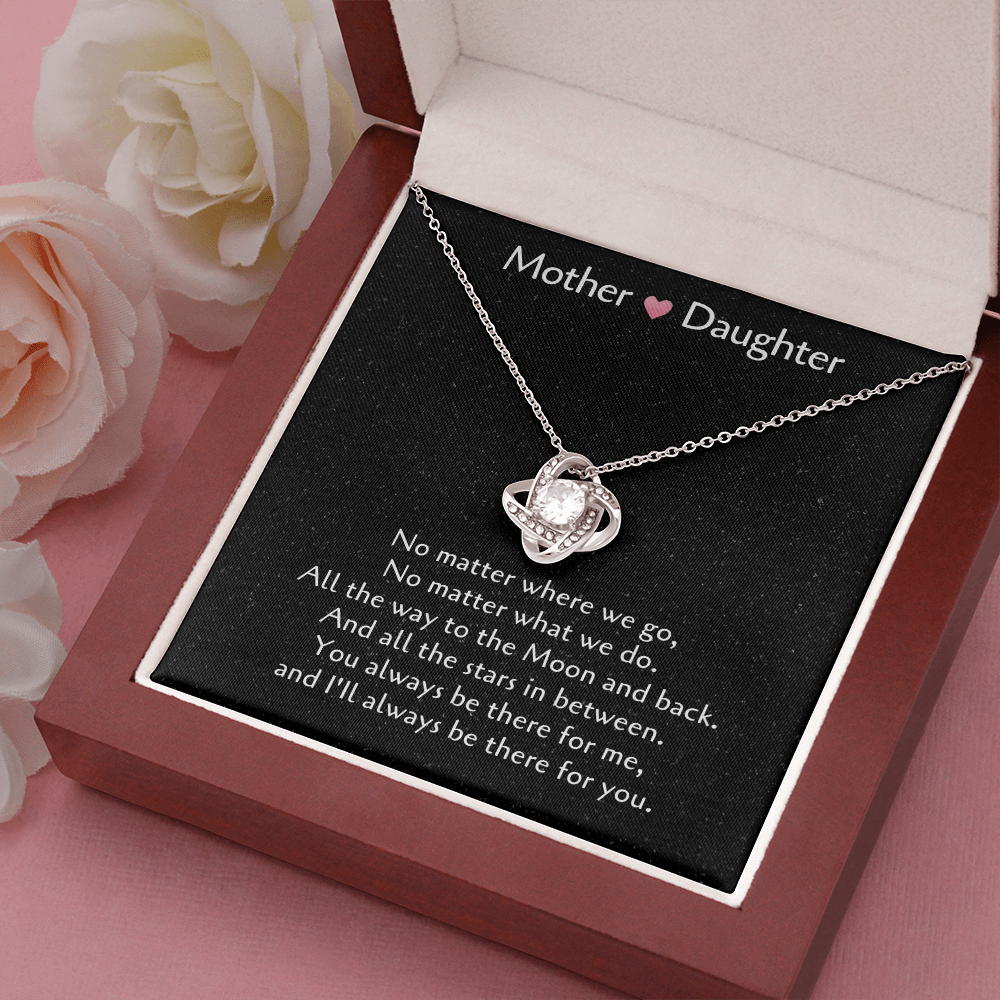 Mother & Daughter Love Knot Necklace, Gift For Daughter From Mom, Daughter Mother Necklace - JWshinee