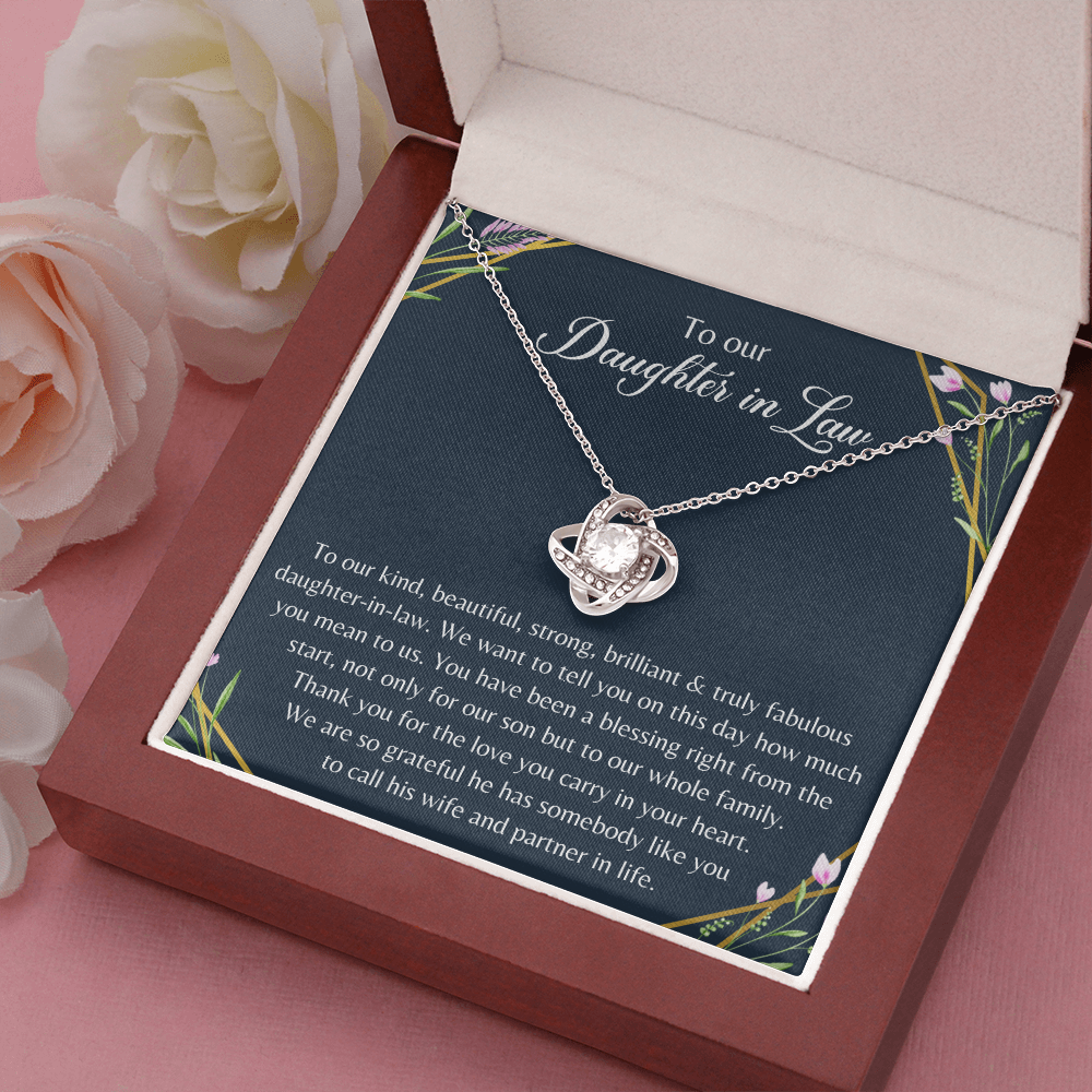 To My Daughter In Law Love Knot Necklace, Bonus Daughter Gift, Wedding Gift For Daughter In Law