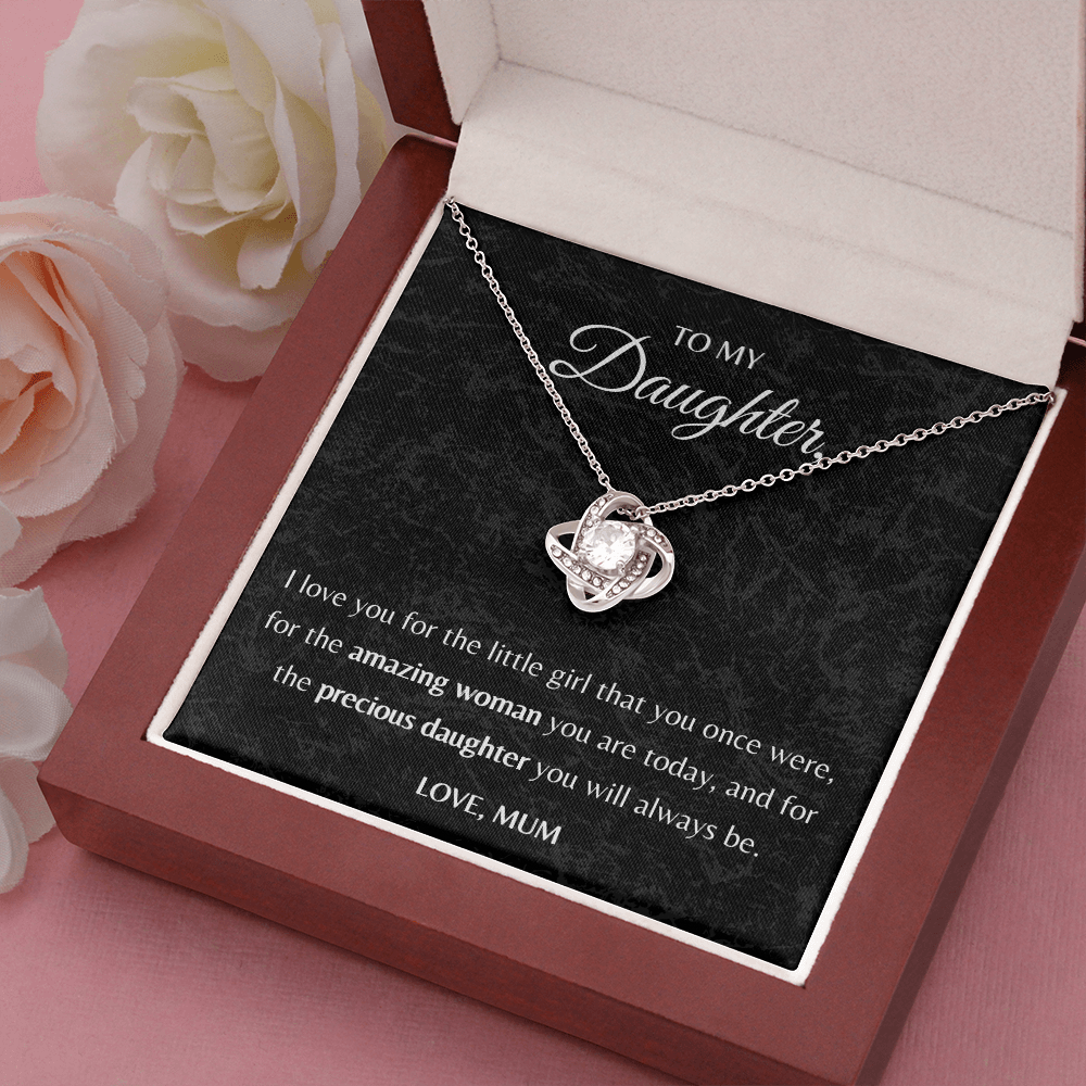 To my Daughter Love Knot Necklace, Daughter Gift from Mom - JWshinee
