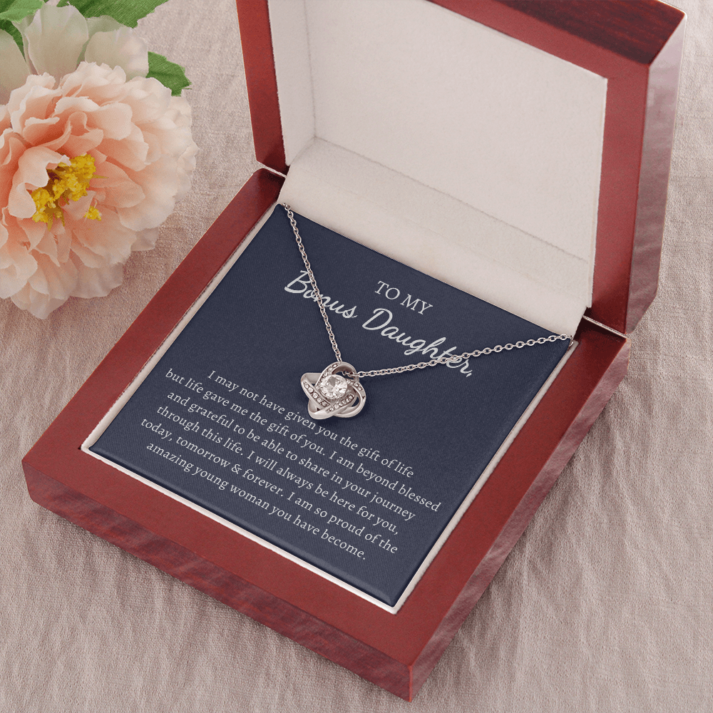 Gift for Bonus Daughter Love Knot Necklace