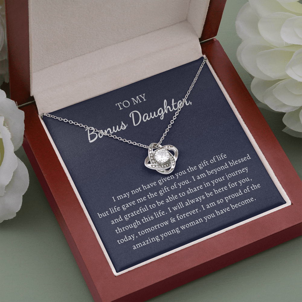 Gift for Bonus Daughter Love Knot Necklace