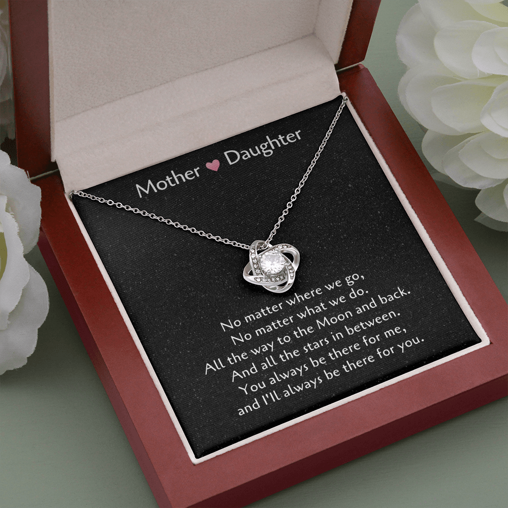 Mother & Daughter Love Knot Necklace, Gift For Daughter From Mom, Daughter Mother Necklace - JWshinee