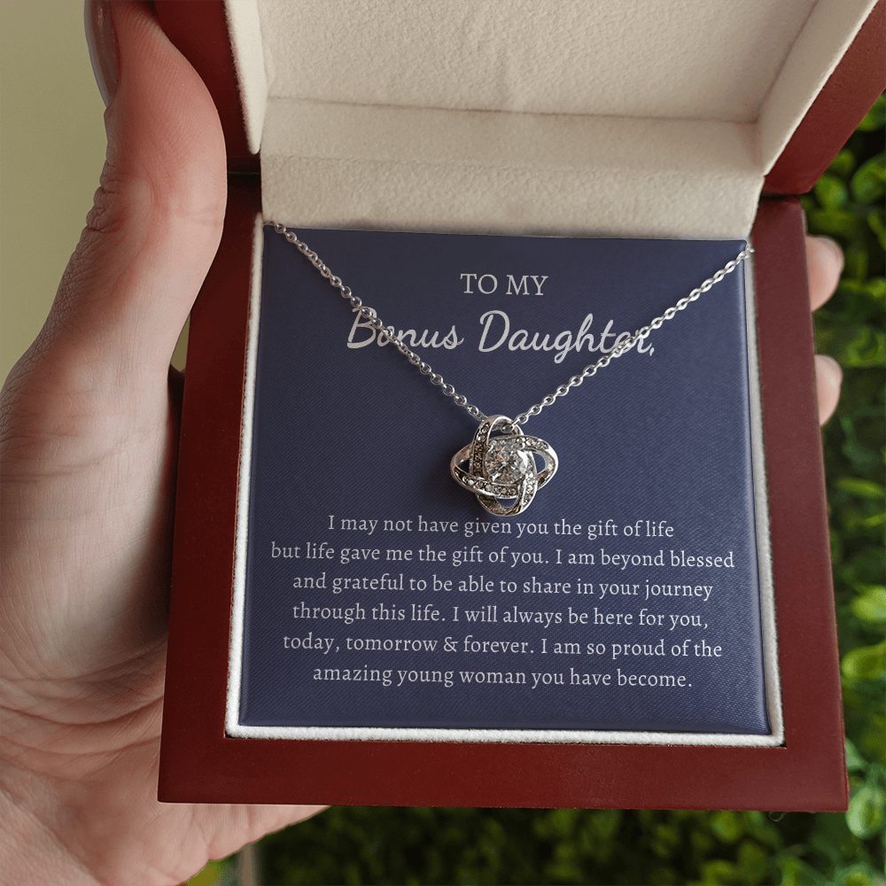 Gift for Bonus Daughter Love Knot Necklace