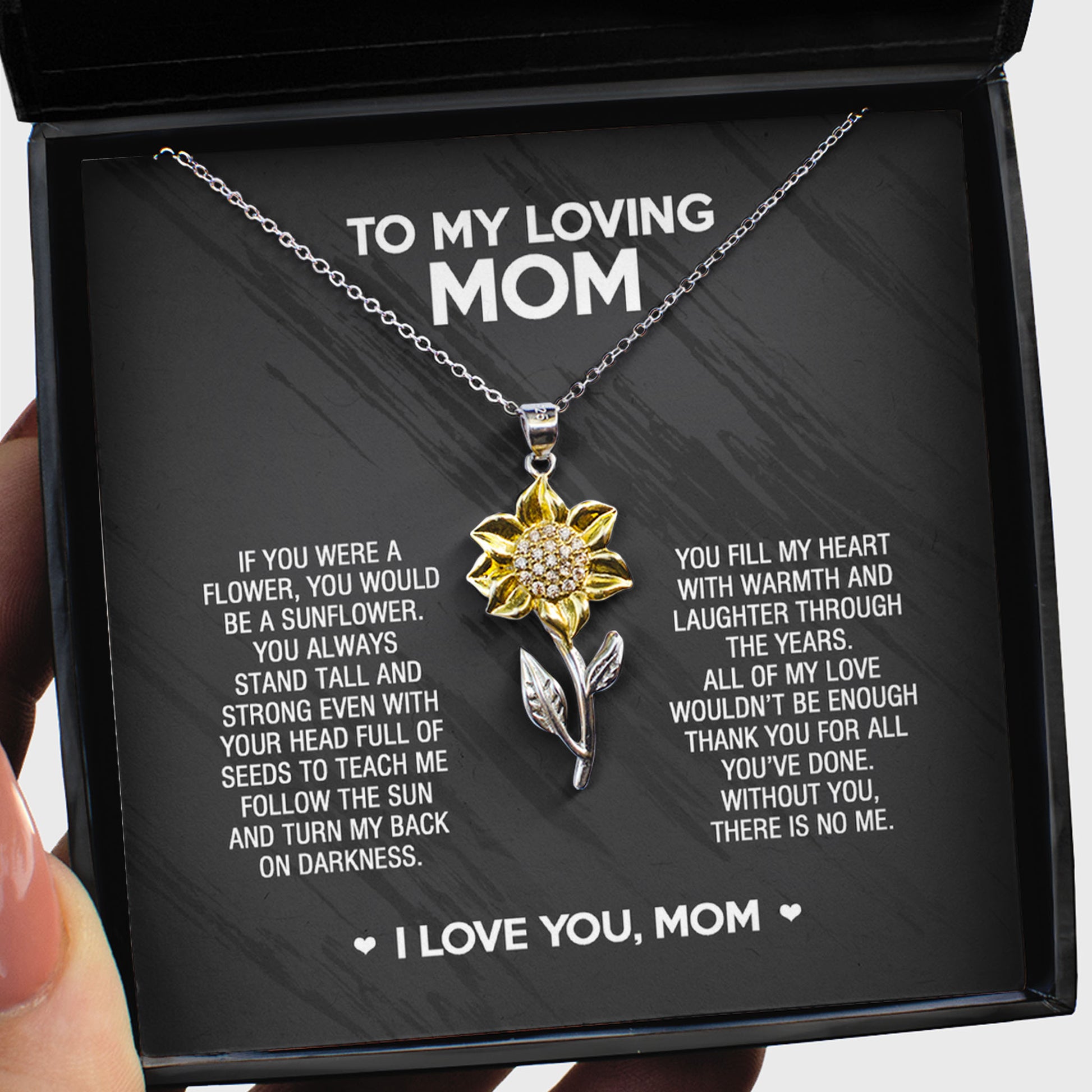 Sunflower Pendant Necklace Gift for Mom- All of my love wouldn’t be enough to thank you for all you’ve done - JWshinee