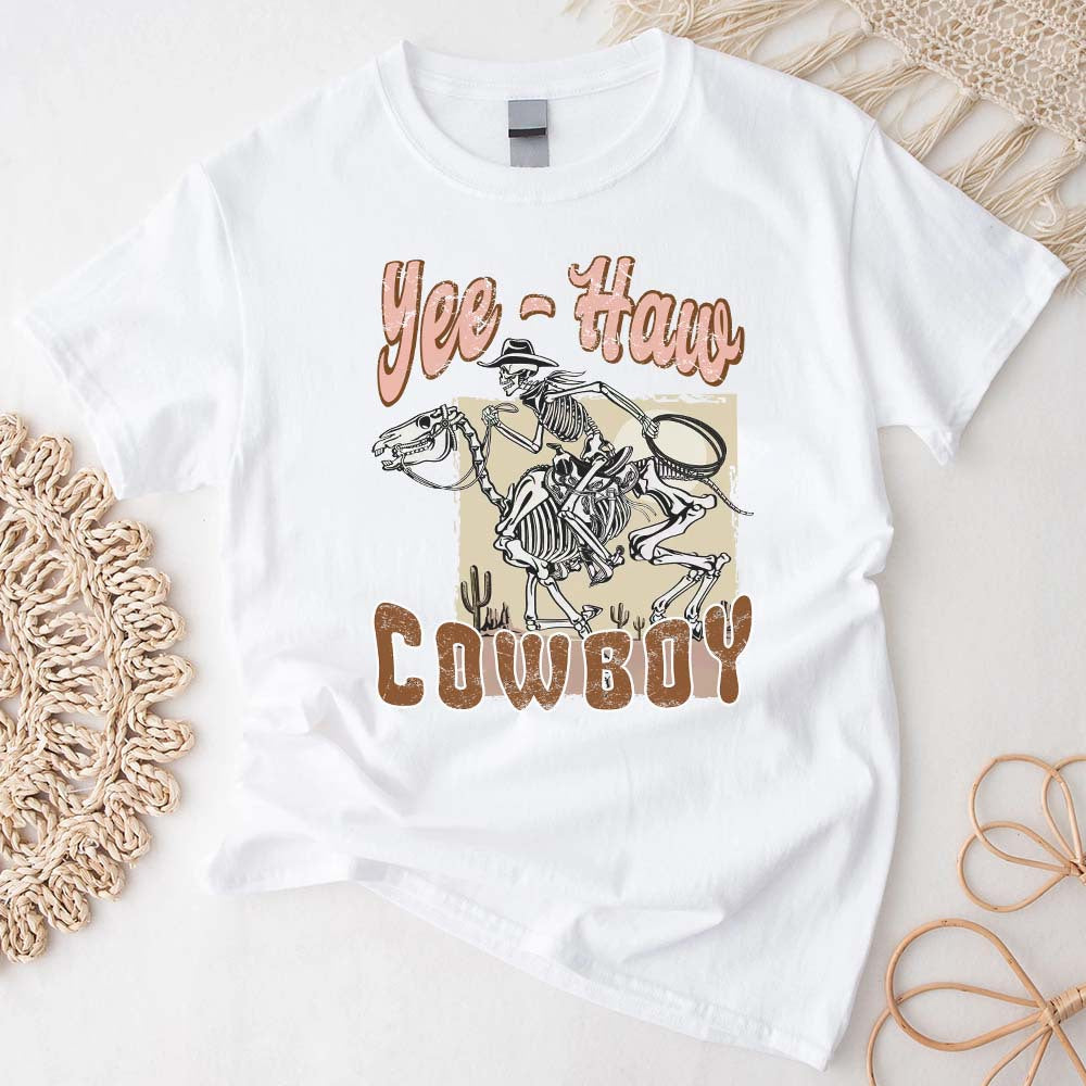 Yeehaw Cowboy Western, Yeehaw Tshirt, Country Girl, Cowboy Tee, Skeleton Howdy Western Country T-Shirt