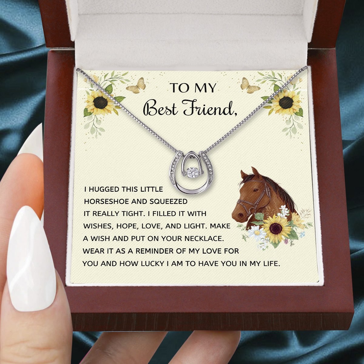 To My Horse Mom Necklace I Hugged This Little Horseshoe Necklace, Gift For Horse Lovers