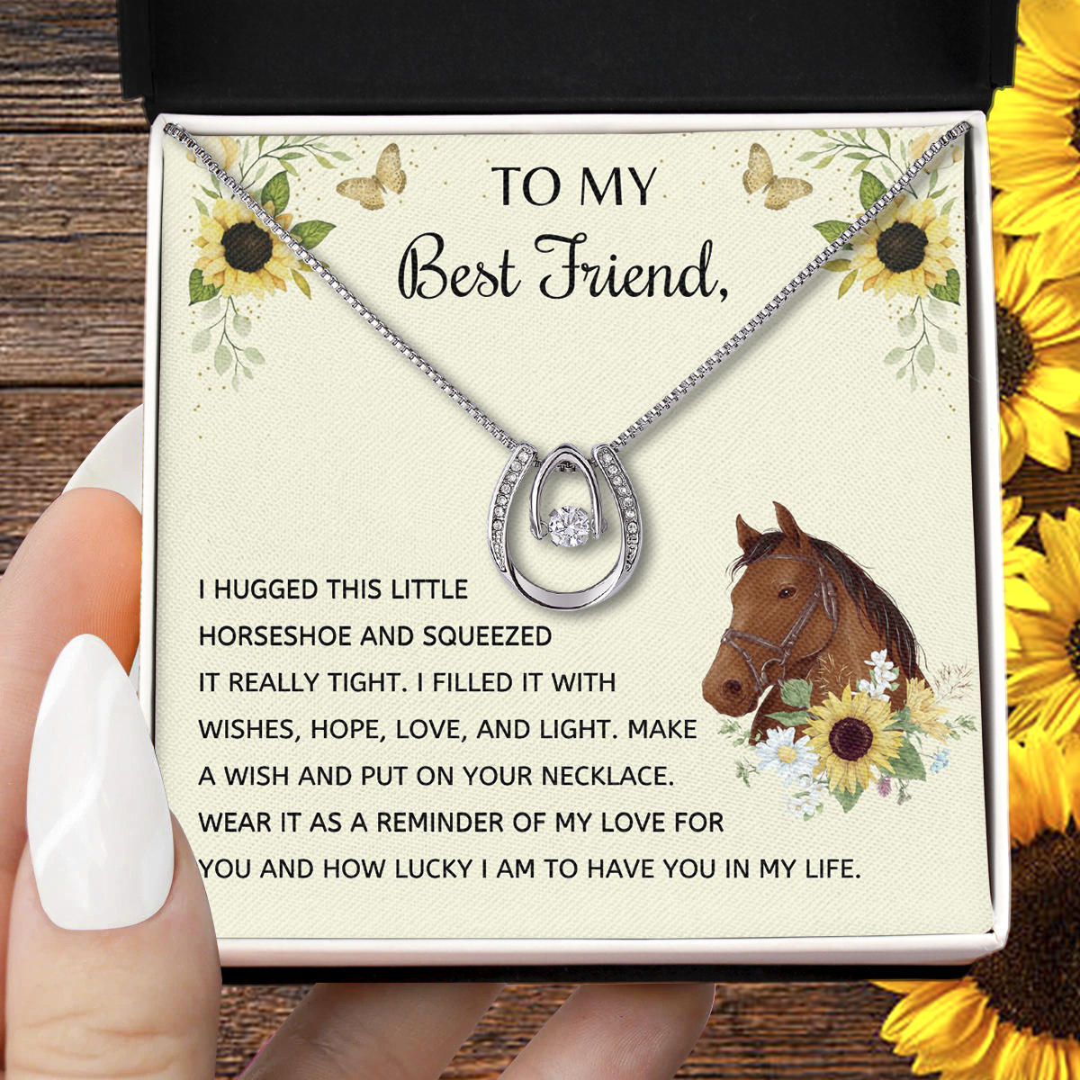 To My Horse Mom Necklace I Hugged This Little Horseshoe Necklace, Gift For Horse Lovers