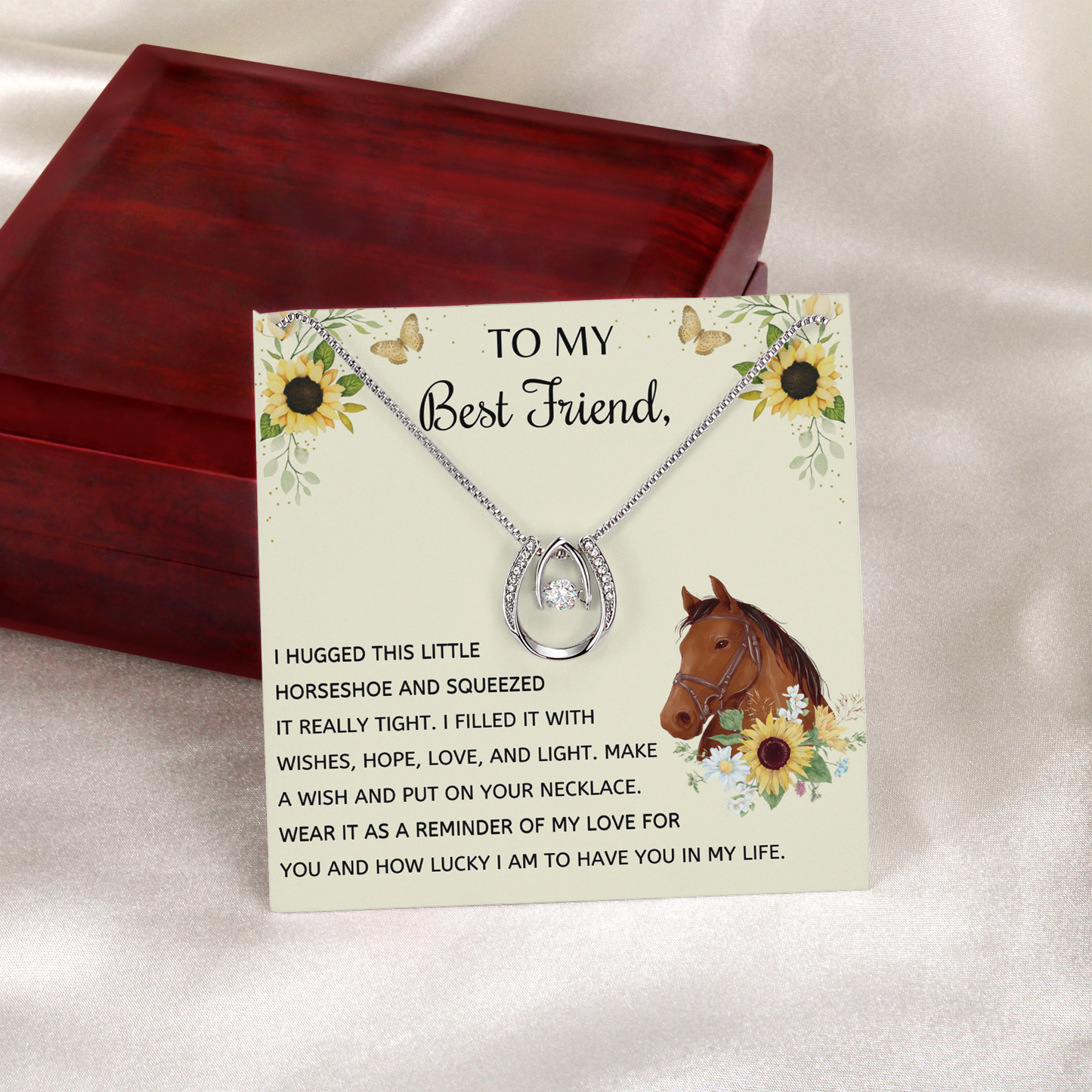 To My Horse Mom Necklace I Hugged This Little Horseshoe Necklace, Gift For Horse Lovers