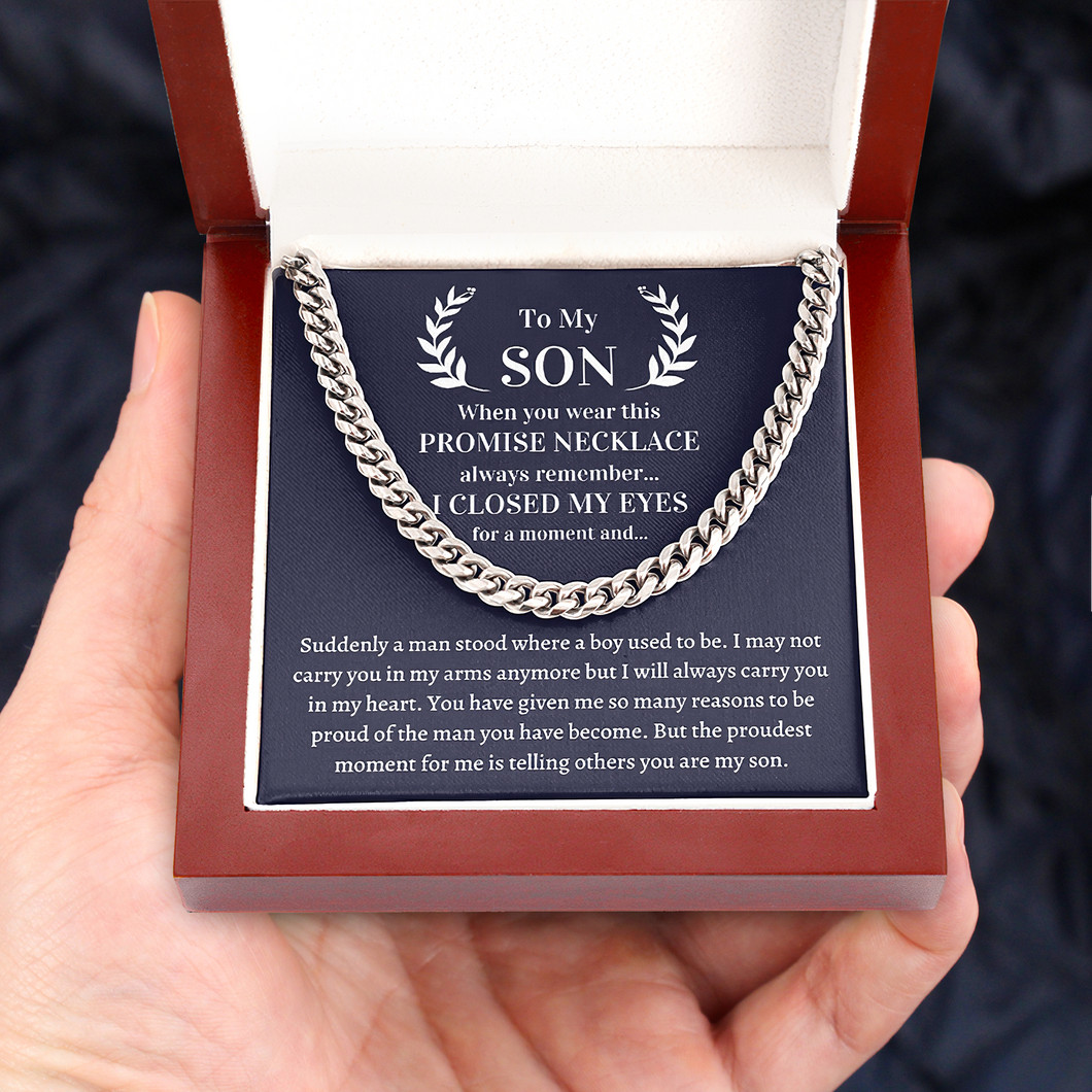 Gift for Son Cuban Necklace - The proudest moment for me is telling others you are my son - JWshinee