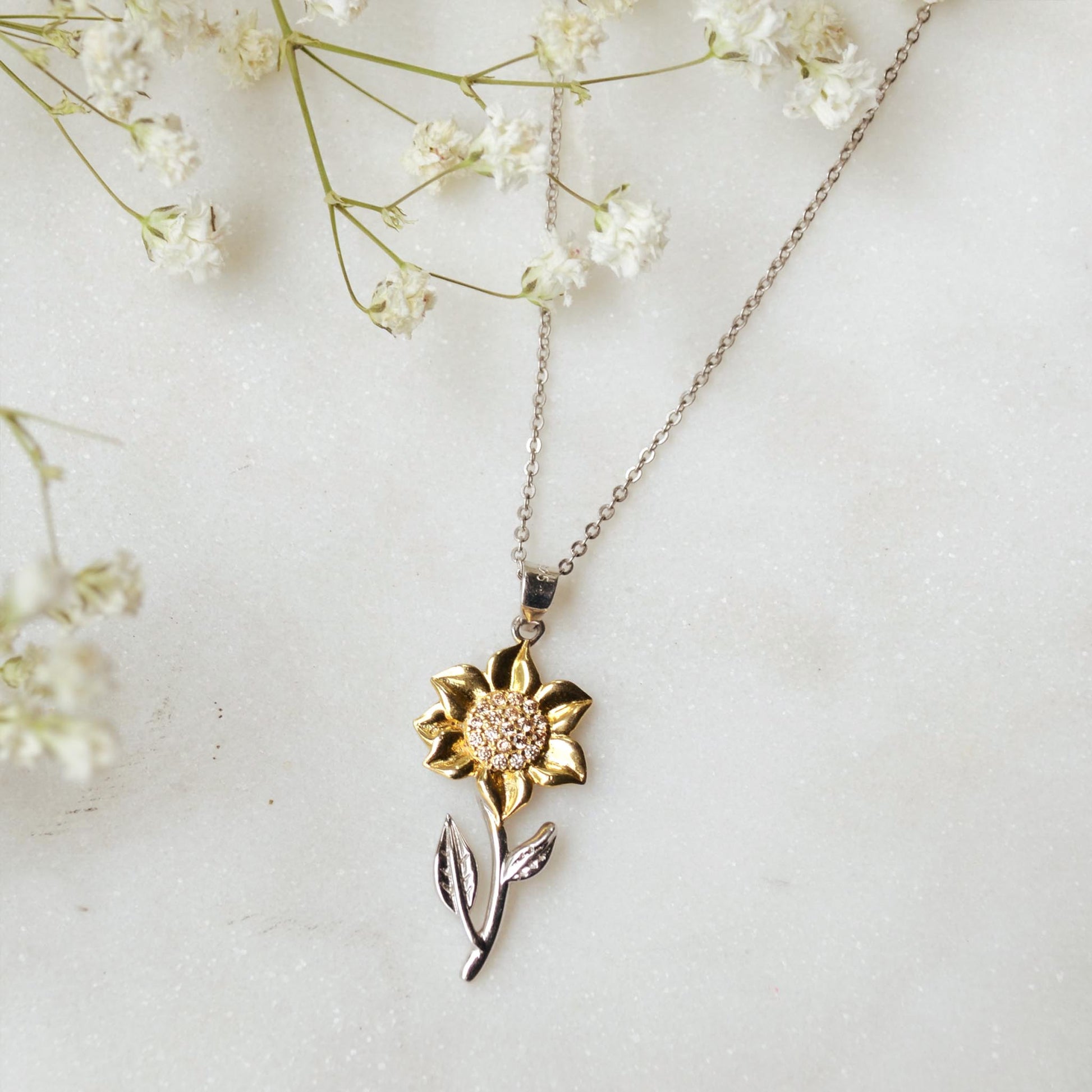 Sunflower Pendant Necklace Gift for Mom- There’s no place I’d go that I wouldn’t find you there - JWshinee