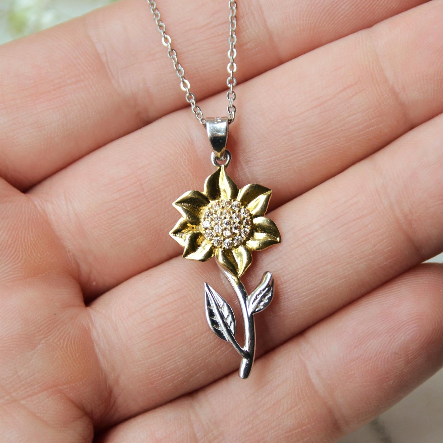 Sunflower Pendant Necklace Memorial Gift - You are in my thought and you are not alone - JWshinee
