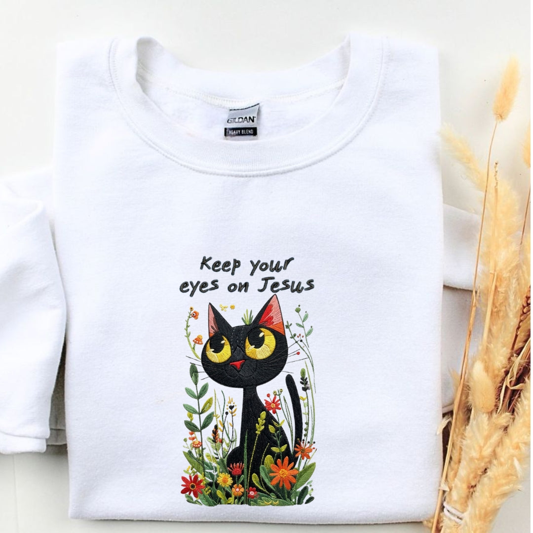 Keep Your Eyes On Jesus Embroidered Shirt