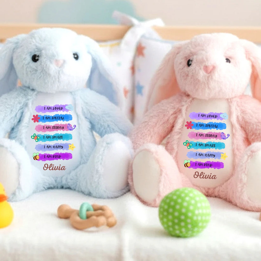 I Am Loved Strong Personalized Stuffed Bunny