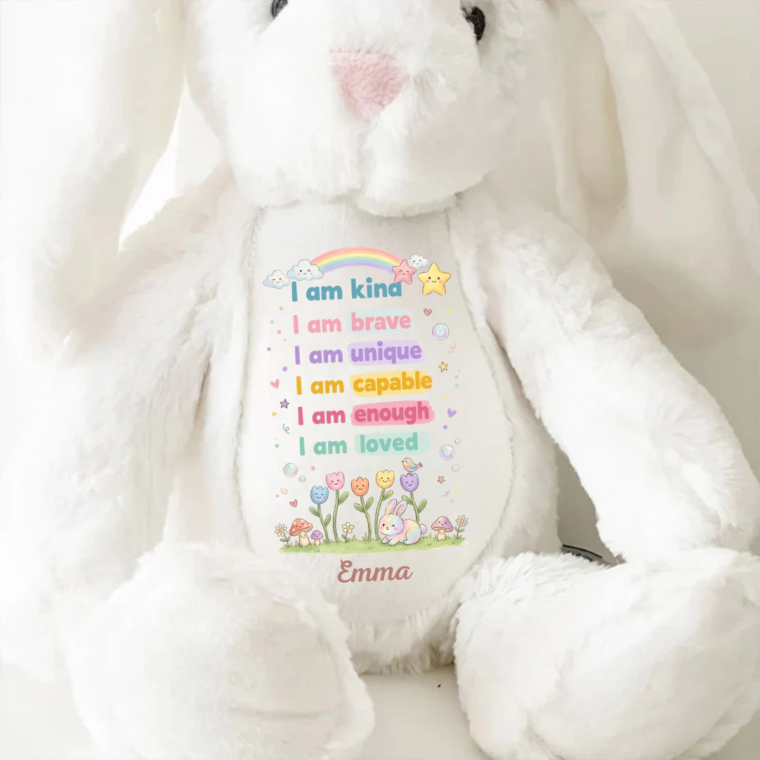 I Am Kind Brave Unique Personalized Stuffed Bunny