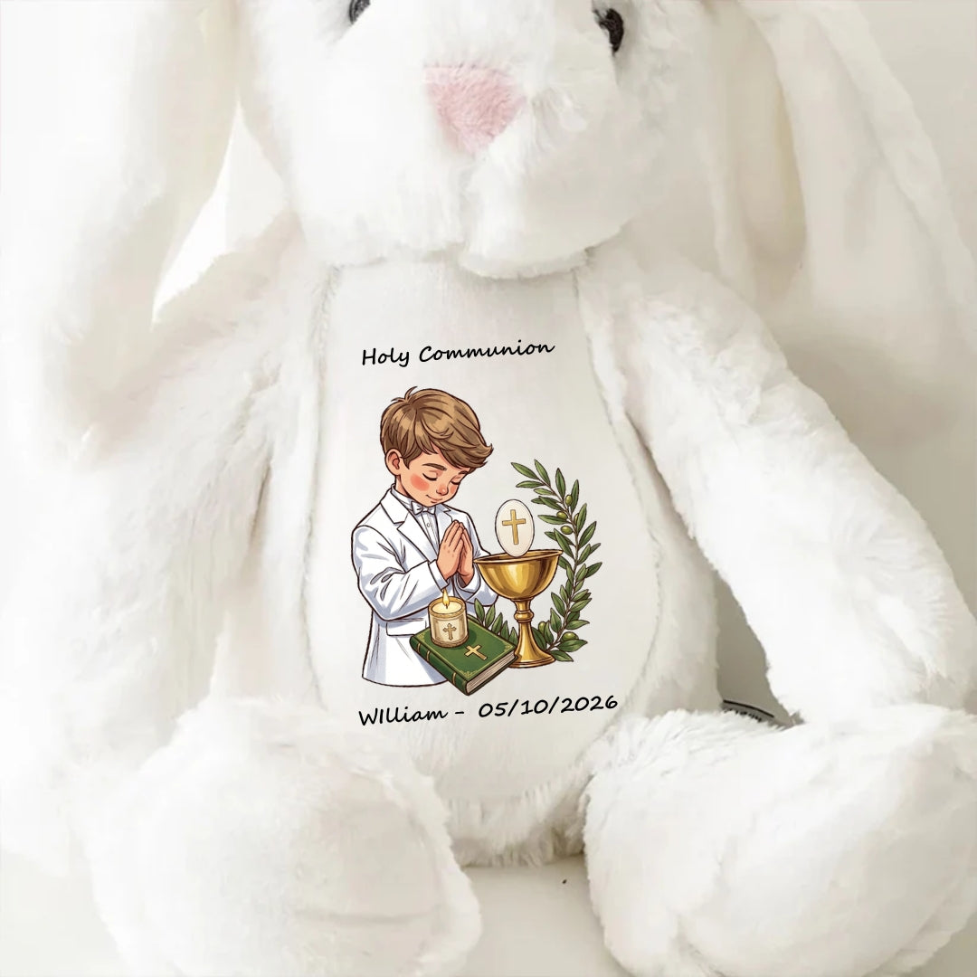Holy Communion Gift Custom Name/Date Stuffed Bunny