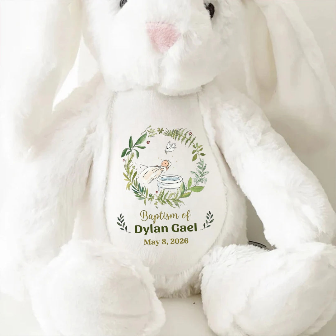 Baptism Stuffed Bunny Personalized Gift