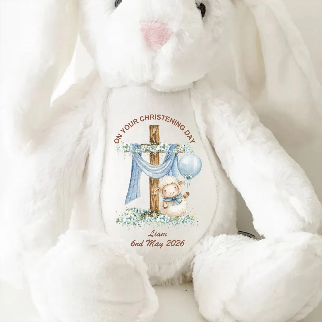 On Your Christening Day Stuffed Bunny Personalized Gift