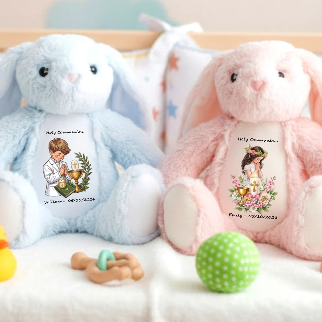 Holy Communion Gift Custom Name/Date Stuffed Bunny