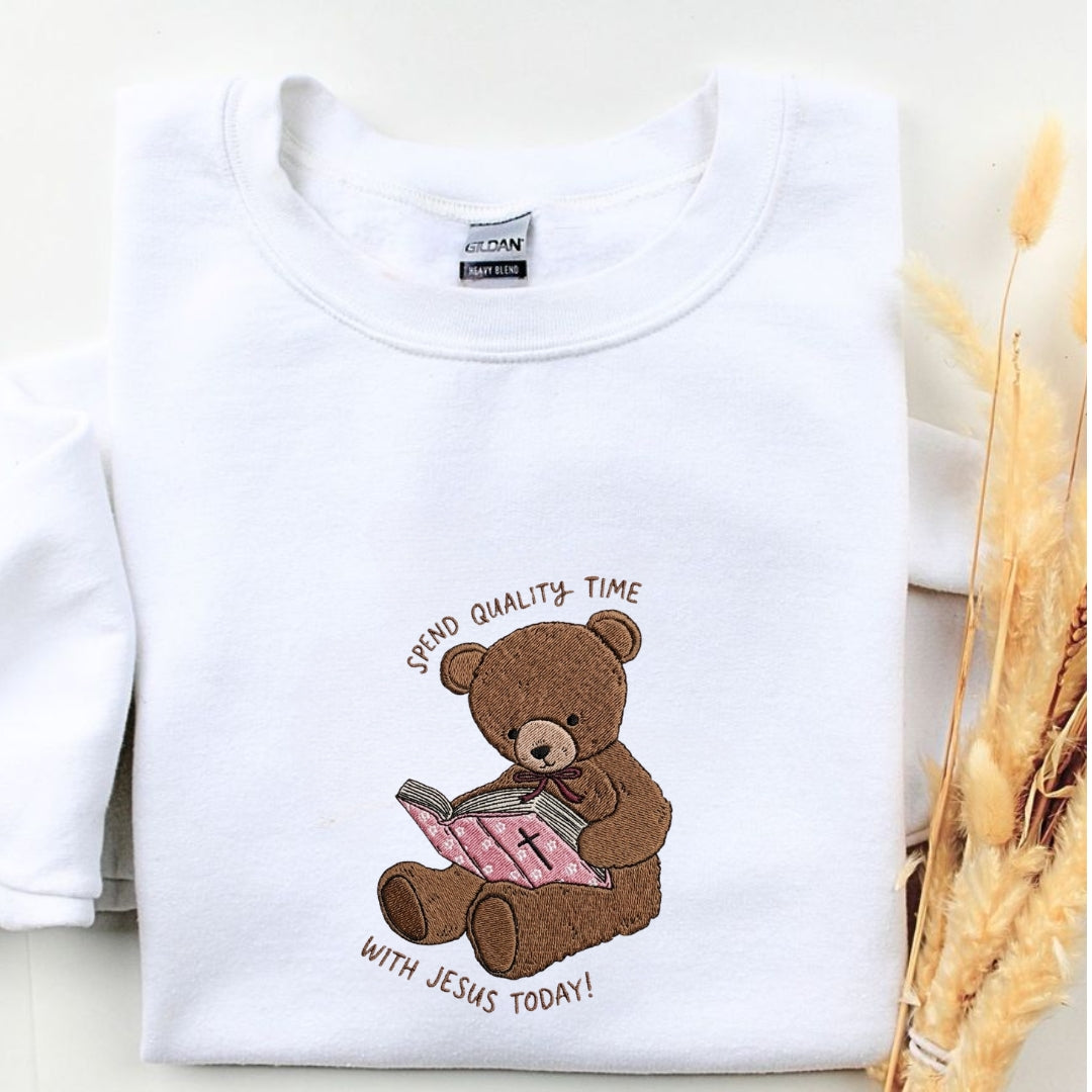 Spend Quality Time With Jesus Today Embroidered Shirt