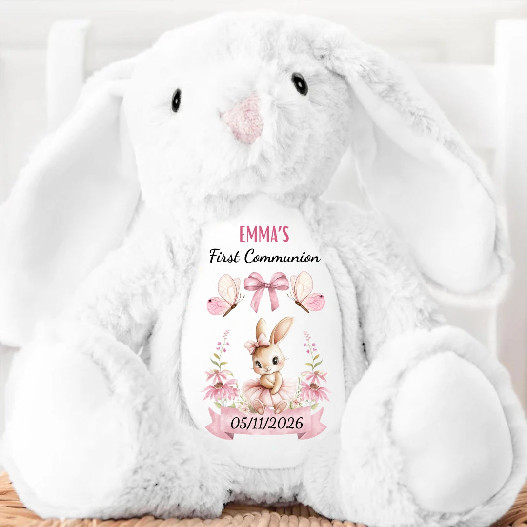 First Communion Gift - Personalized Stuffed Bunny