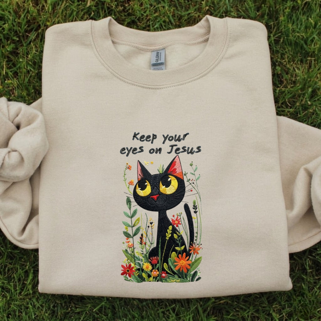 Keep Your Eyes On Jesus Embroidered Shirt