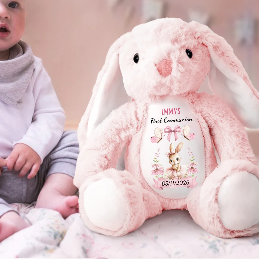 First Communion Gift - Personalized Stuffed Bunny