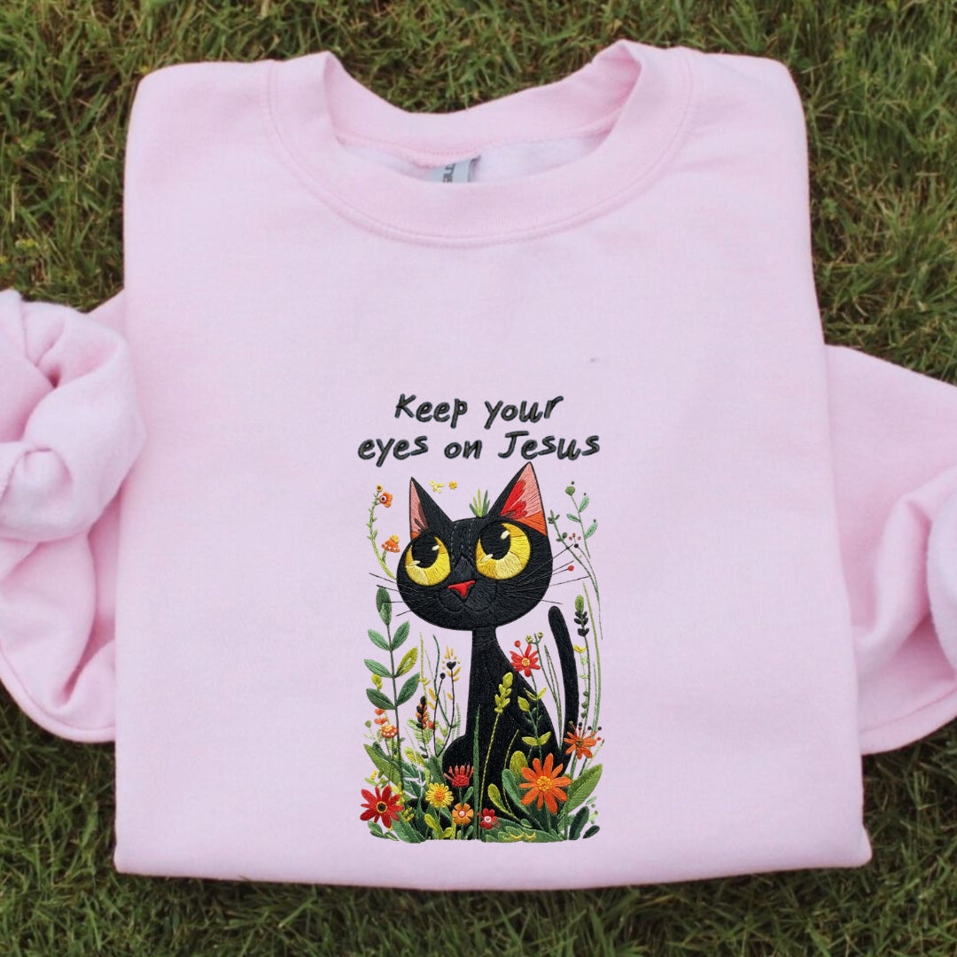 Keep Your Eyes On Jesus Embroidered Shirt