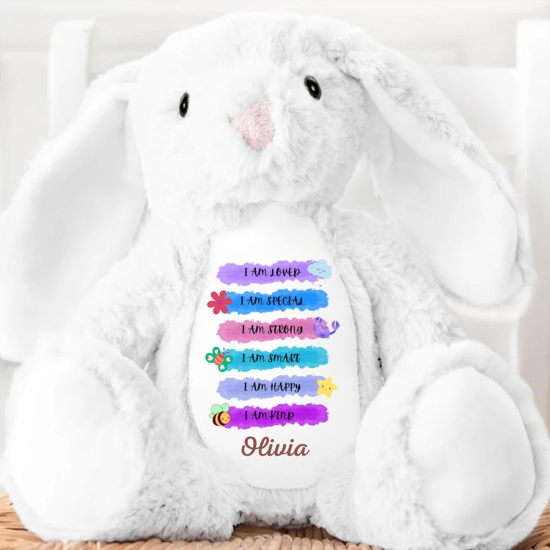 I Am Loved Strong Personalized Stuffed Bunny