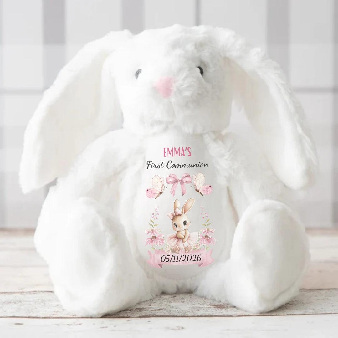 First Communion Gift - Personalized Stuffed Bunny