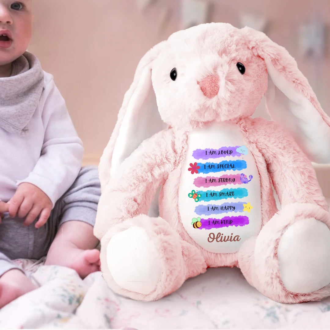 I Am Loved Strong Personalized Stuffed Bunny