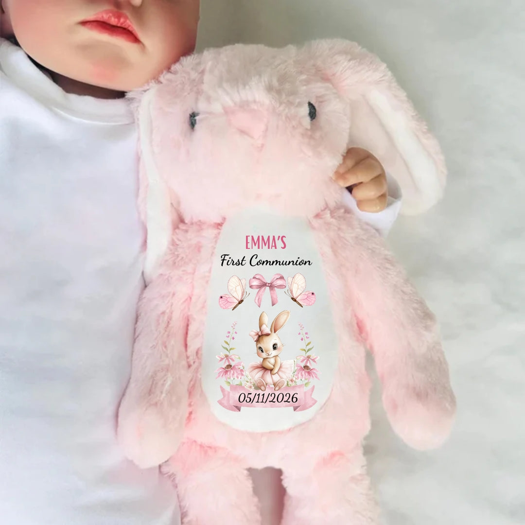 First Communion Gift - Personalized Stuffed Bunny