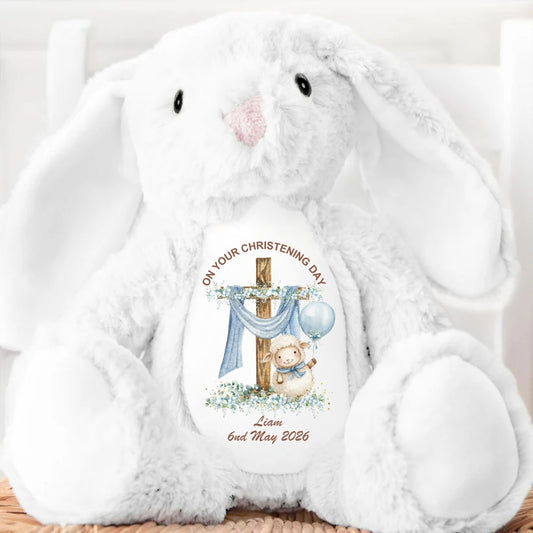 On Your Christening Day Stuffed Bunny Personalized Gift