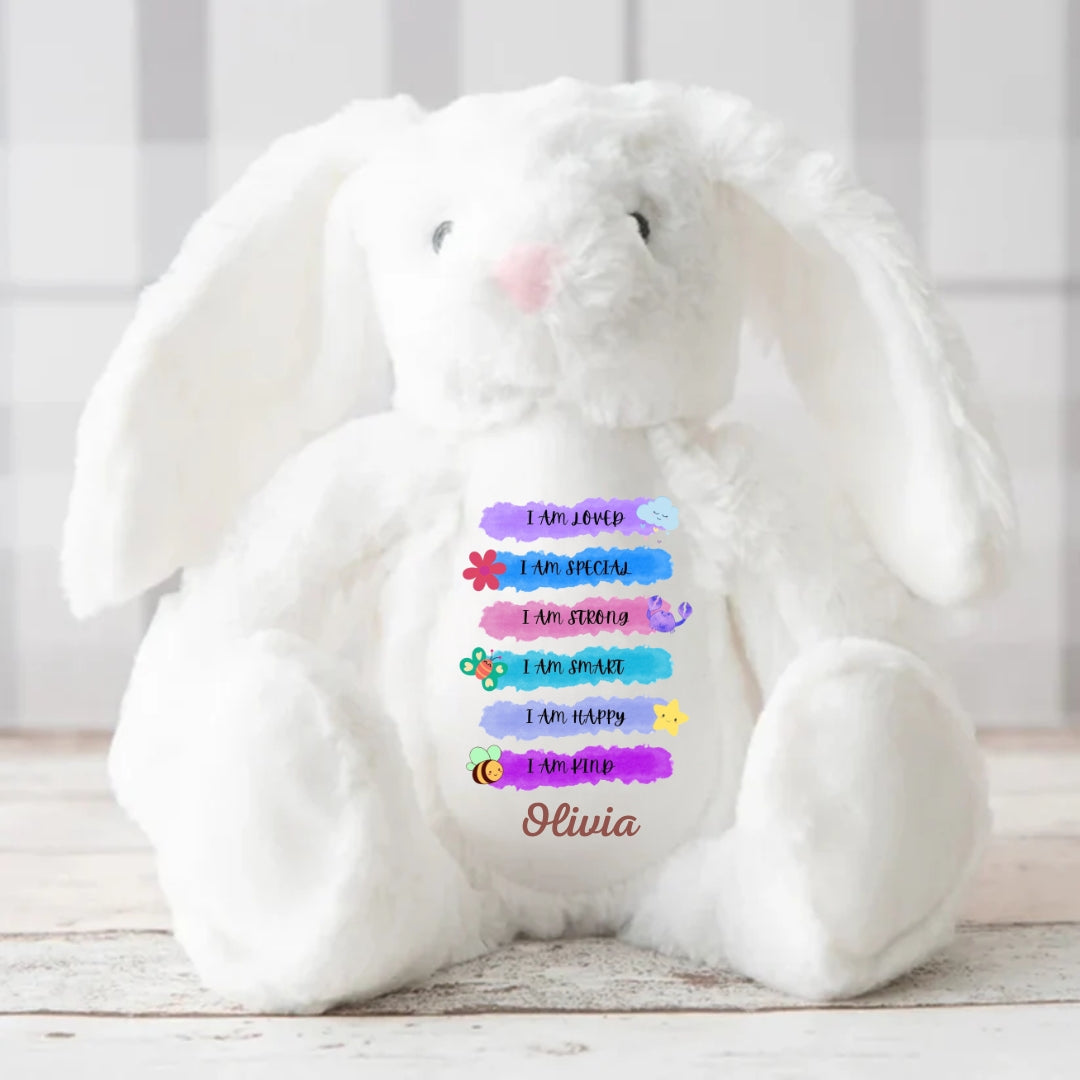 I Am Loved Strong Personalized Stuffed Bunny