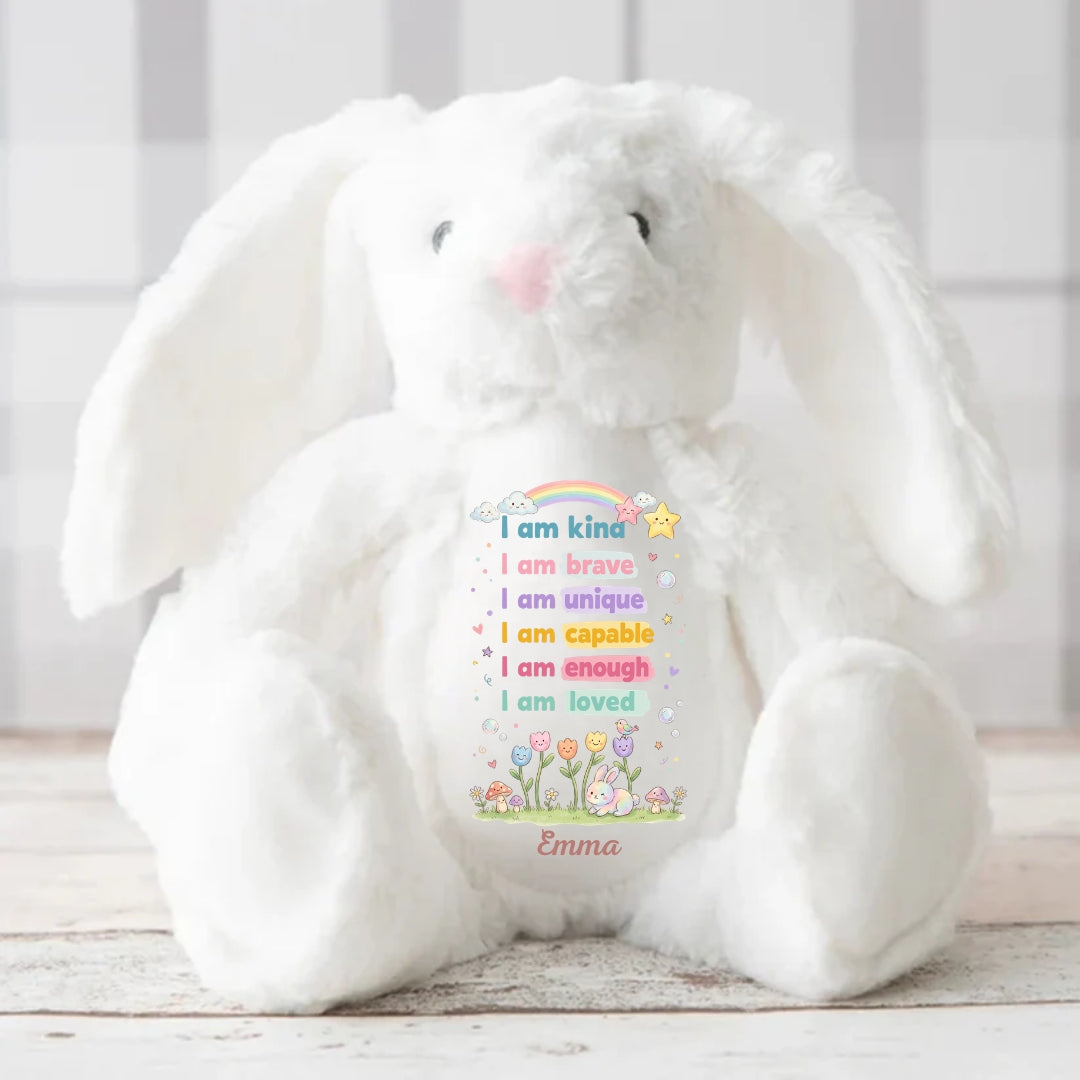 I Am Kind Brave Unique Personalized Stuffed Bunny