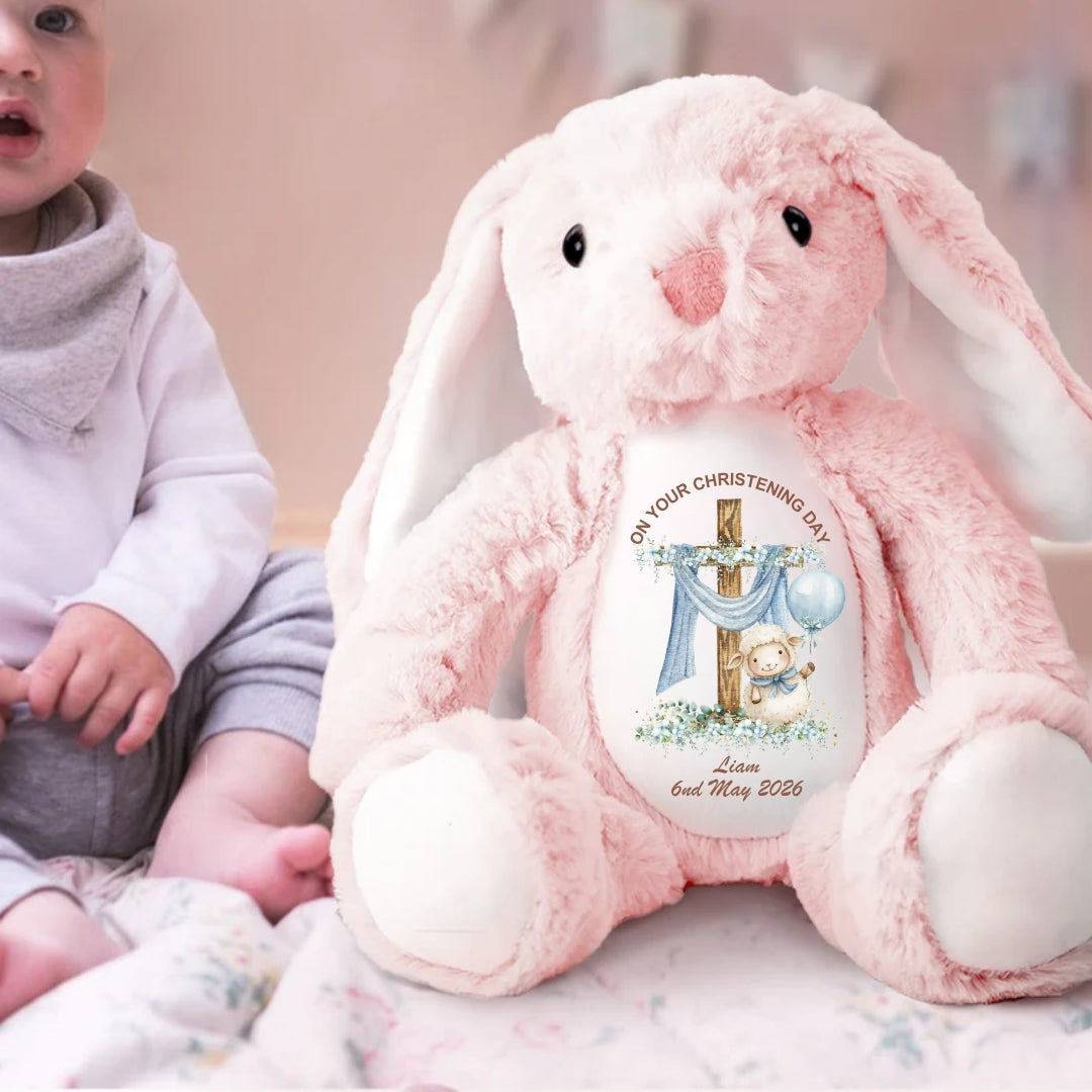 On Your Christening Day Stuffed Bunny Personalized Gift