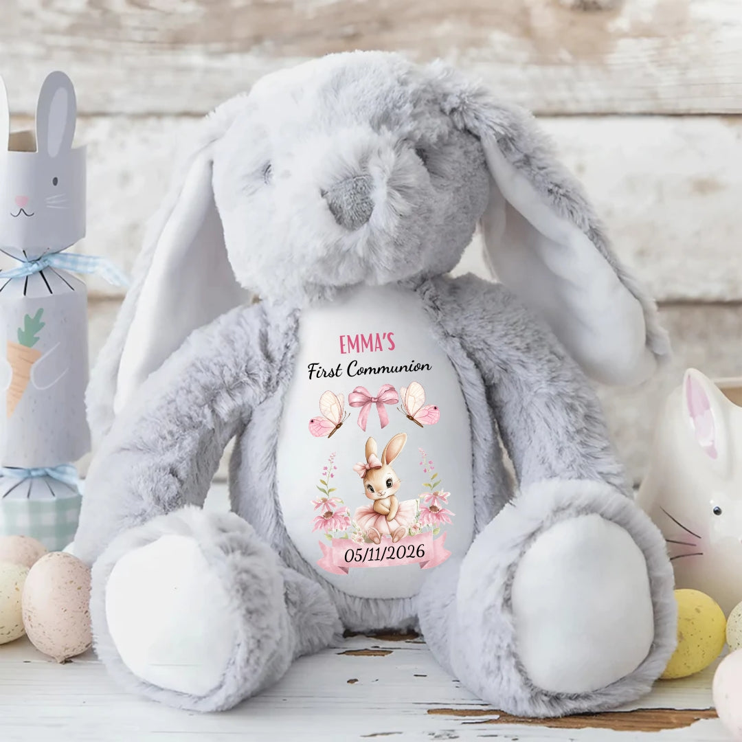 First Communion Gift - Personalized Stuffed Bunny