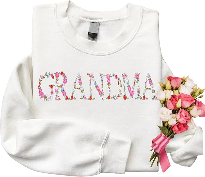 Embroidery Floral Grandma Shirt