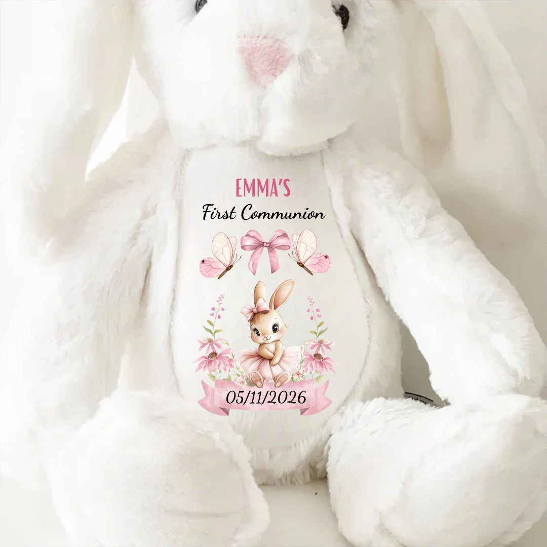 First Communion Gift - Personalized Stuffed Bunny