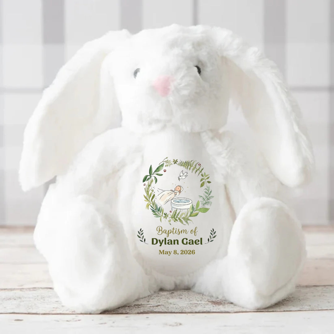 Baptism Stuffed Bunny Personalized Gift