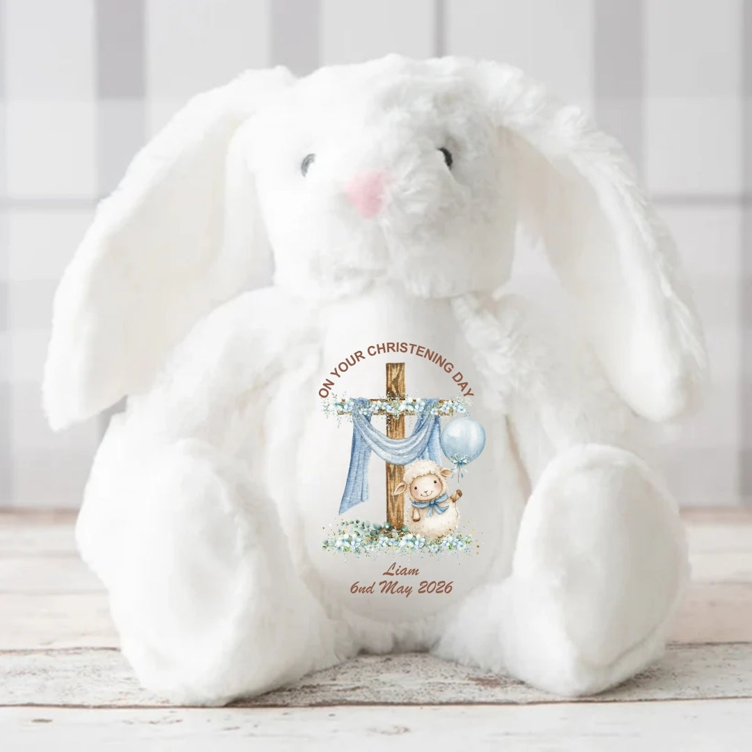 On Your Christening Day Stuffed Bunny Personalized Gift
