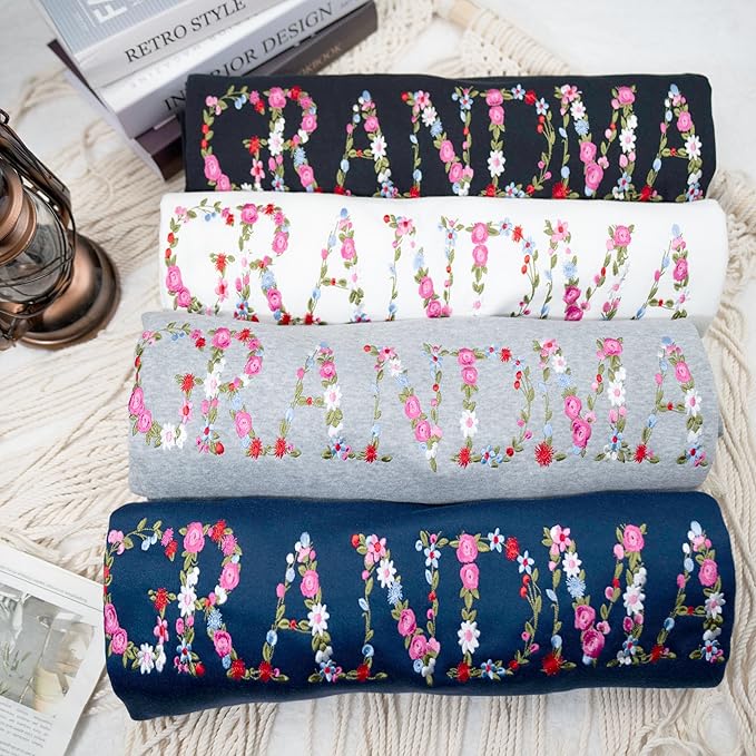 Embroidery Floral Grandma Shirt