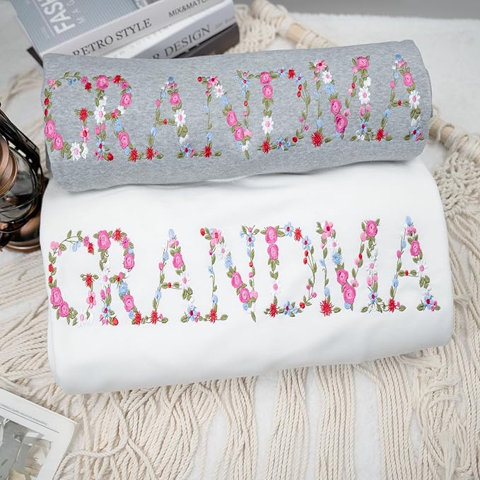 Embroidery Floral Grandma Shirt
